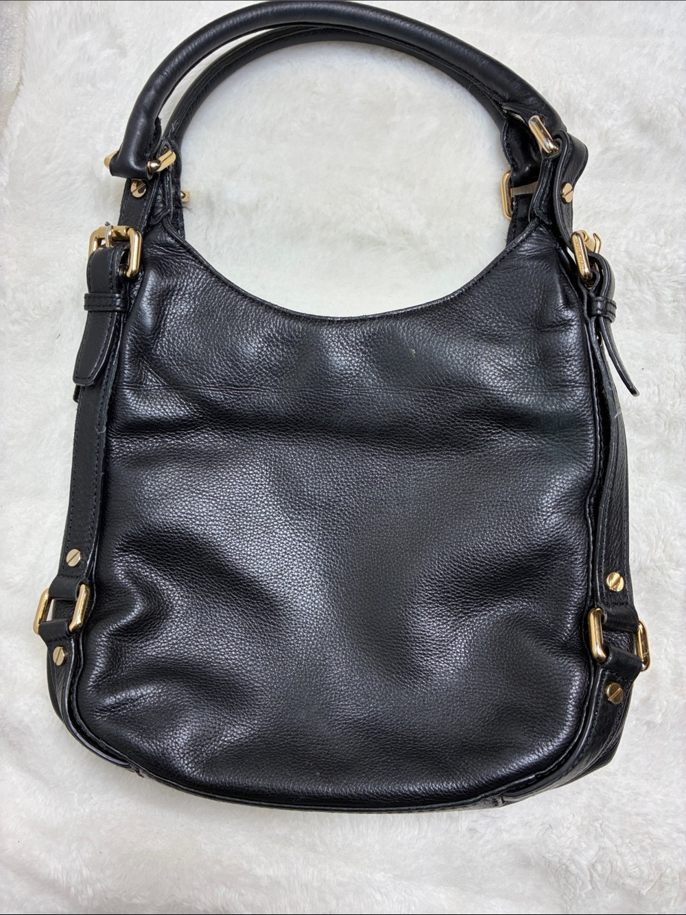 Michael Kors Black Pebbled Leather Shoulder Bag with Gold Hardware - Picture 2 of 7